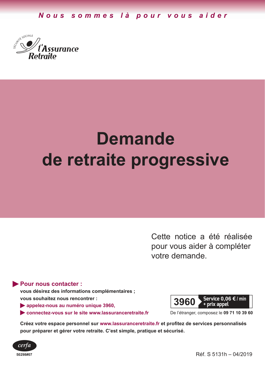 Page 1 du formulaire cerfa 10647 — Demande de retraite progressive