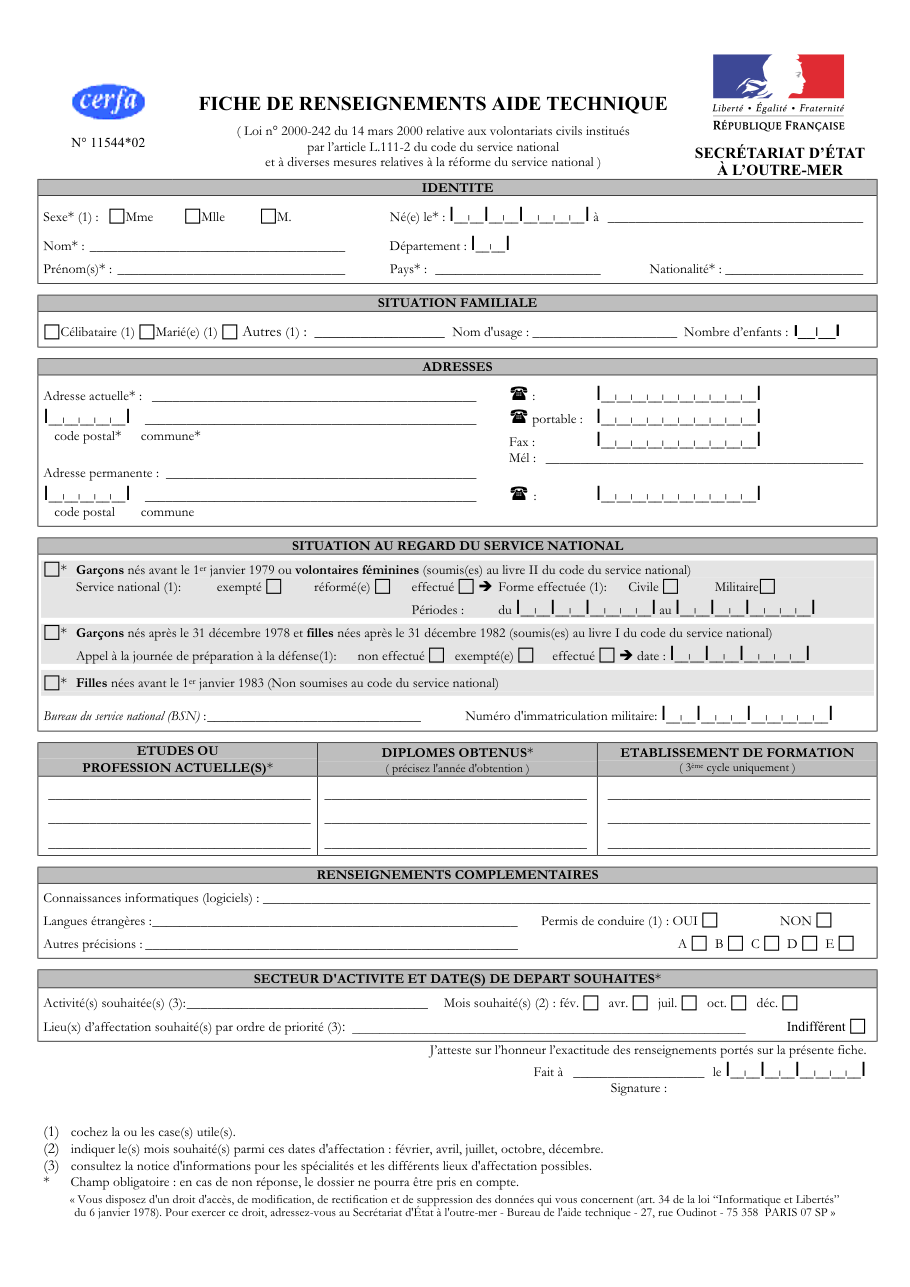 Page 1 du formulaire cerfa 11544 — Cerfa 11544