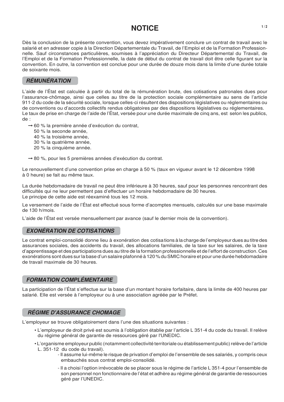 Page 1 du formulaire cerfa 11620 — Régime d'assurance chomage formation complémentaire exonération de cotisations rémunération