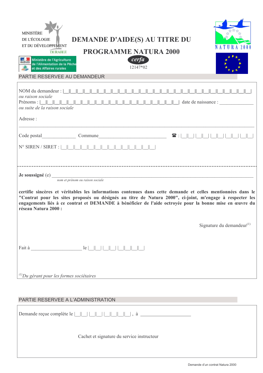 Page 1 du formulaire cerfa 12147 — Cerfa 12147