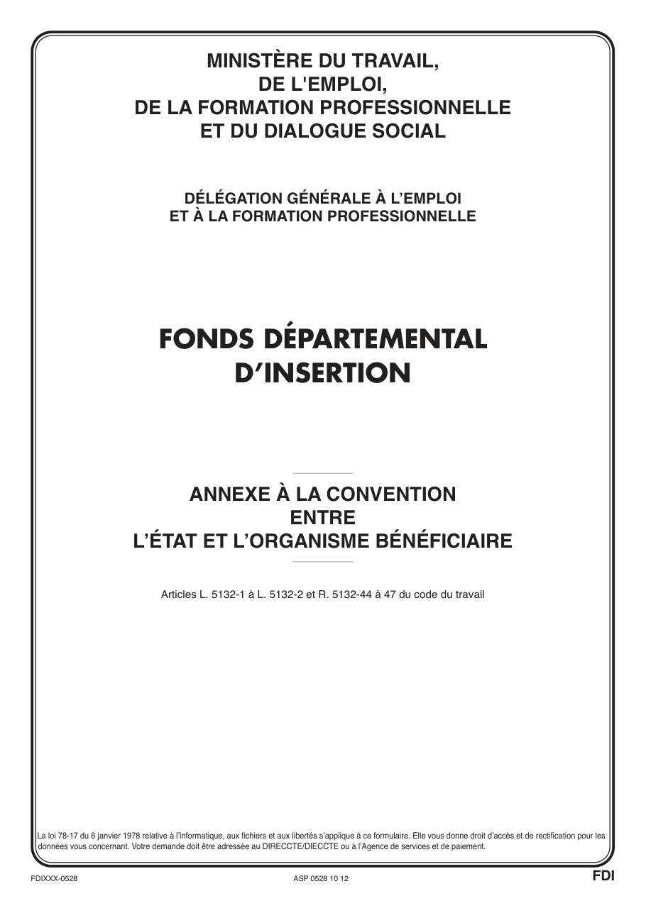 Page 1 du formulaire cerfa 12605 — Fonds départemental d’insertion