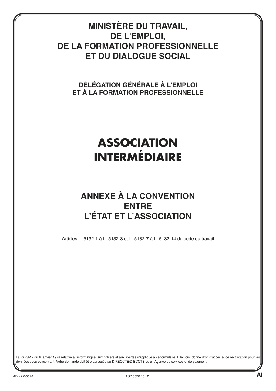 Page 1 du formulaire cerfa 12608 — Association intermédiaire