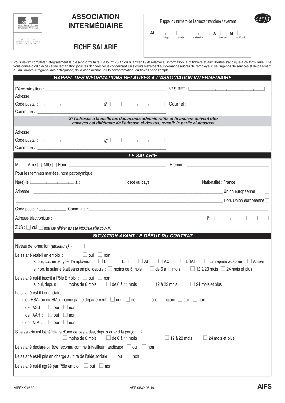 Page 1 du formulaire cerfa 12609 — Association intermédiaire