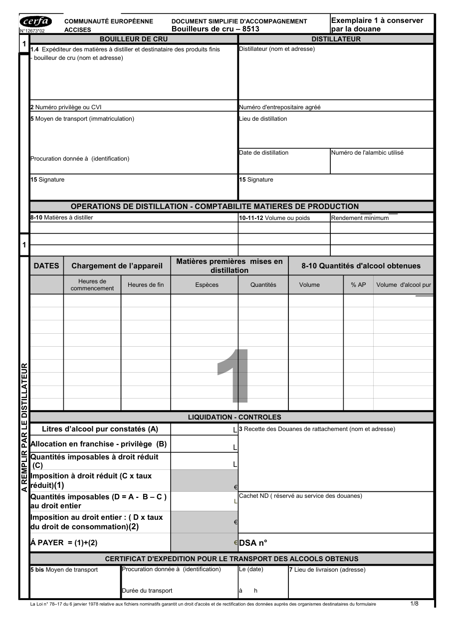 Page 1 du formulaire cerfa 12673 — Document simplifié d'accompagnement