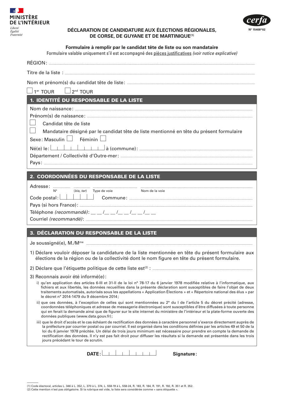 Page 1 du formulaire cerfa 15408 — Documents à fournir — recommandations générales