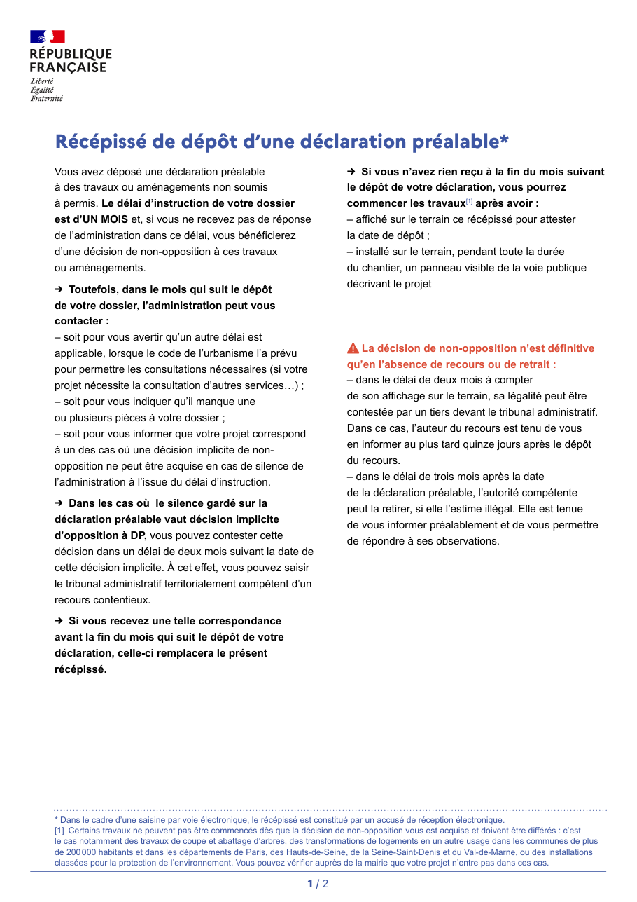 Page 1 du formulaire cerfa 16703 — Déclaration préalable pour des installations et aménagements