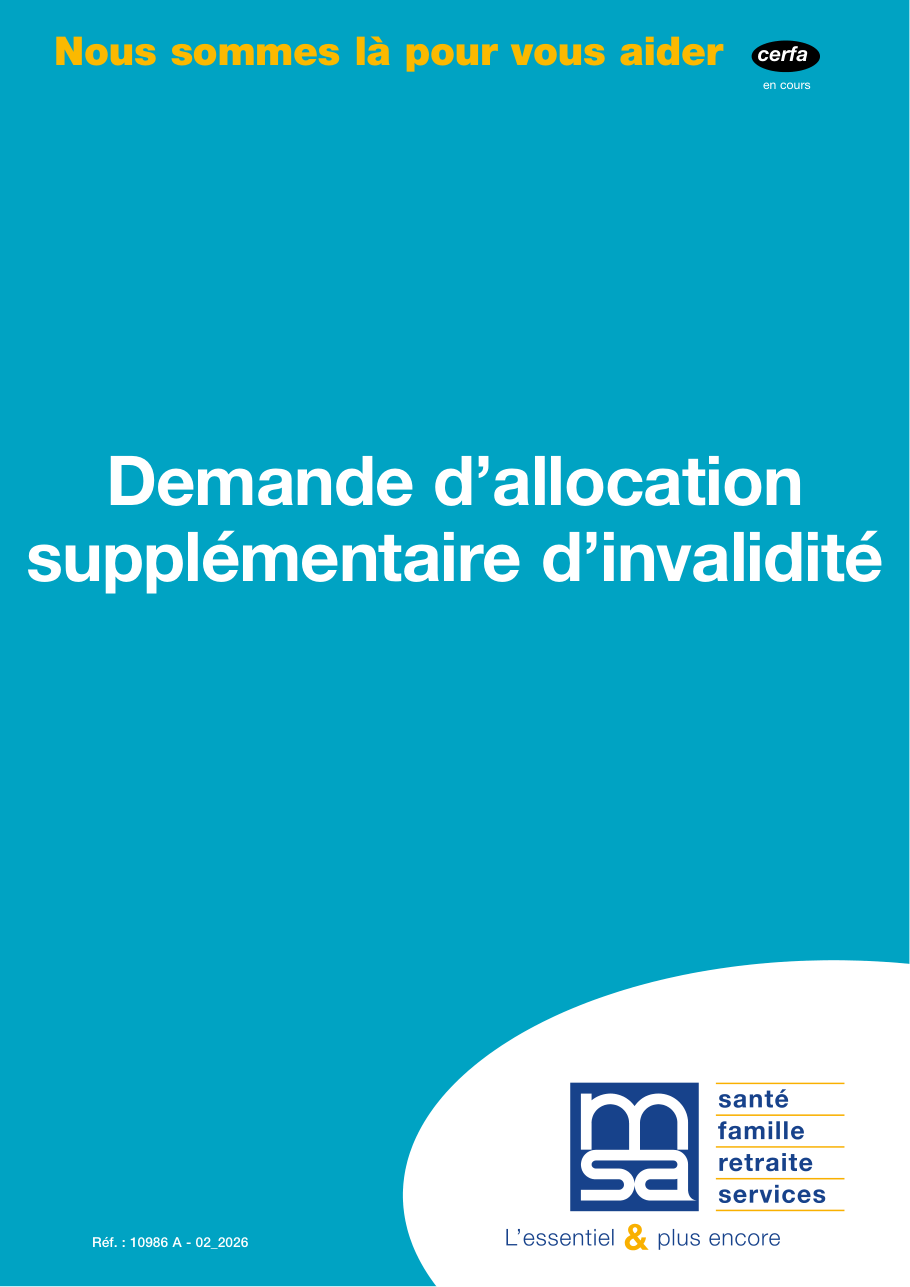 Page 1 du formulaire msa.fr — Demande d'allocation supplémentaire d'invalidité (ASI) auprès de la MSA