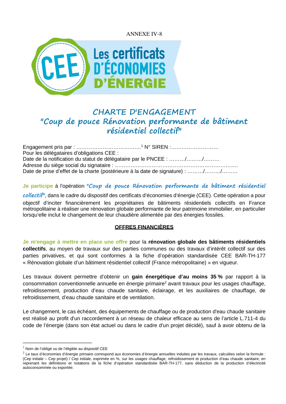 Page 1 du formulaire service-public.fr — Signer la charte Coup de pouce rénovation performante en collectif