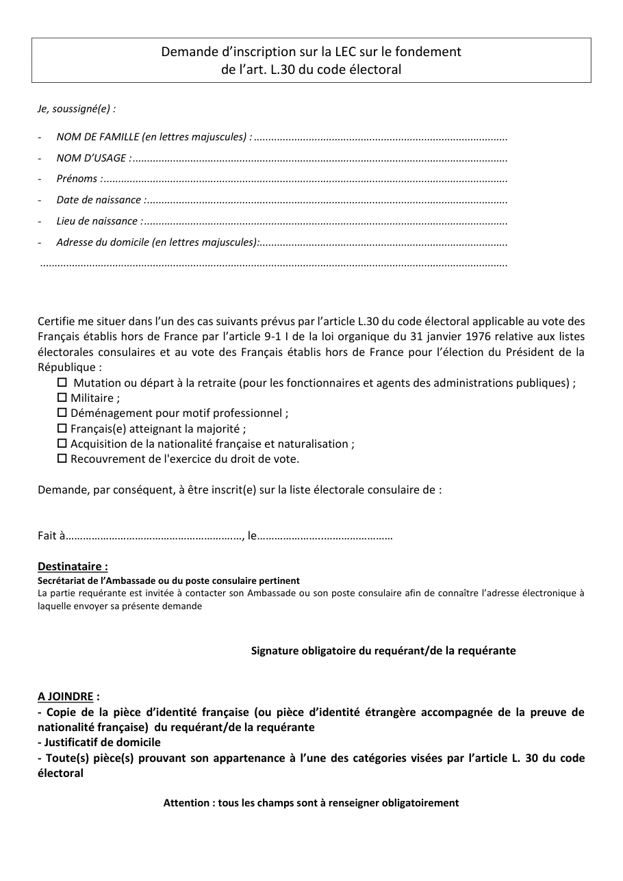 Page 1 du formulaire service-public.fr — Demander son inscription sur une liste électorale consulaire