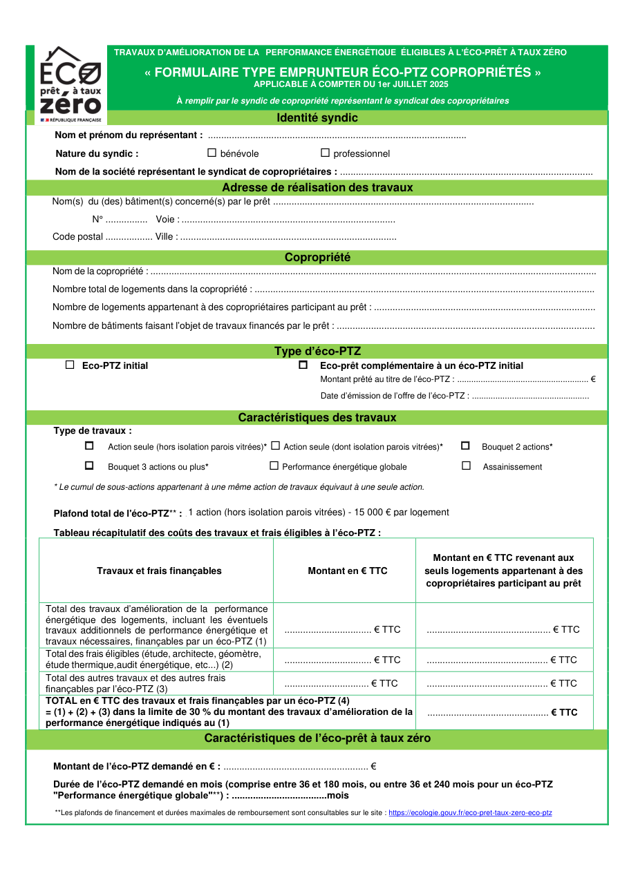 Page 1 du formulaire service-public.fr — Remplir le formulaire emprunteur éco-PTZ en copropriété