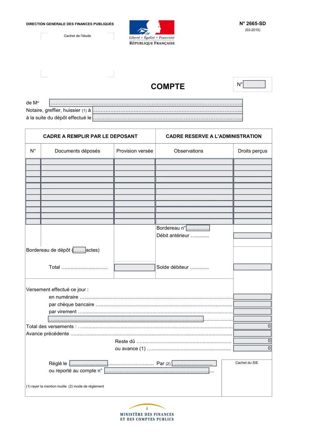Champs de l'administration sur la page d'exemple